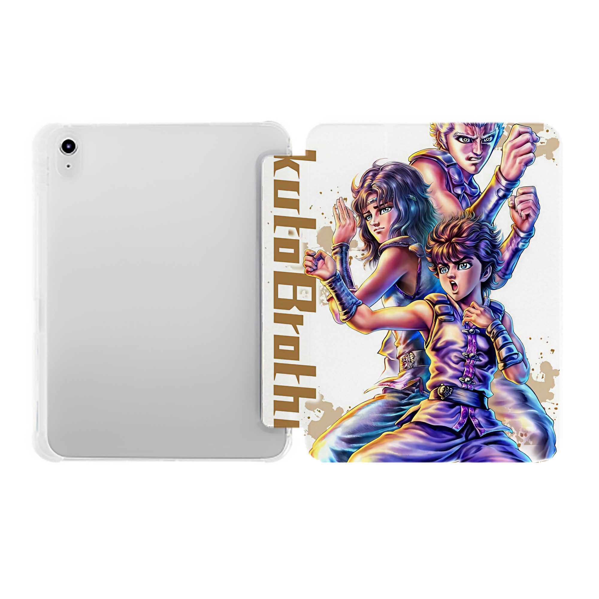 （画像用） 北斗の拳 Fist of the North Star IPad ケース ペン収納付き 三つ折りスタンド PUレザー×シリコン 対応機種9.5/10.5/10.9インチ